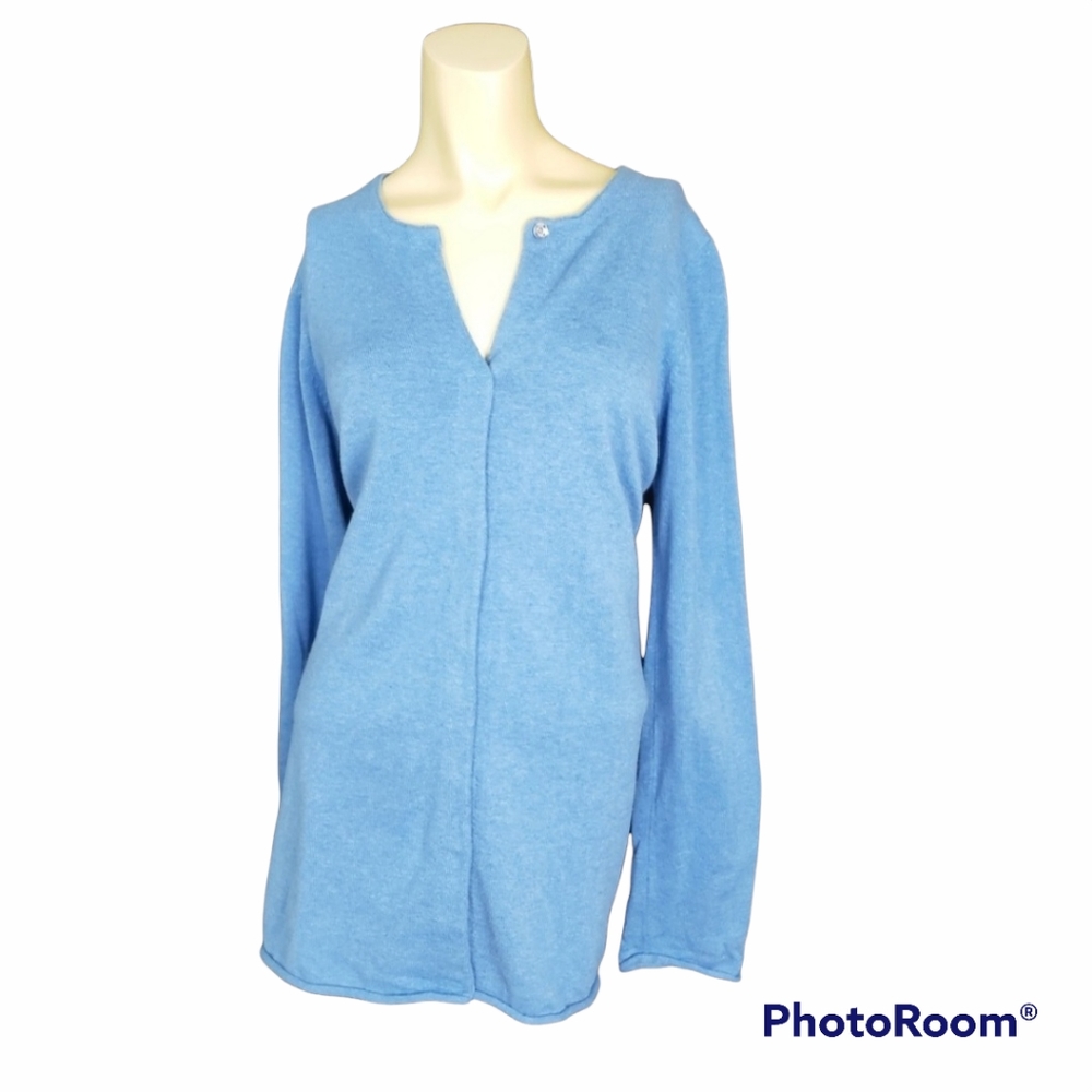 Gap Long Sleeve Blue Cardigan with Hidden Snaps
